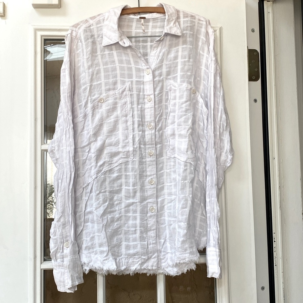Free people white button down!